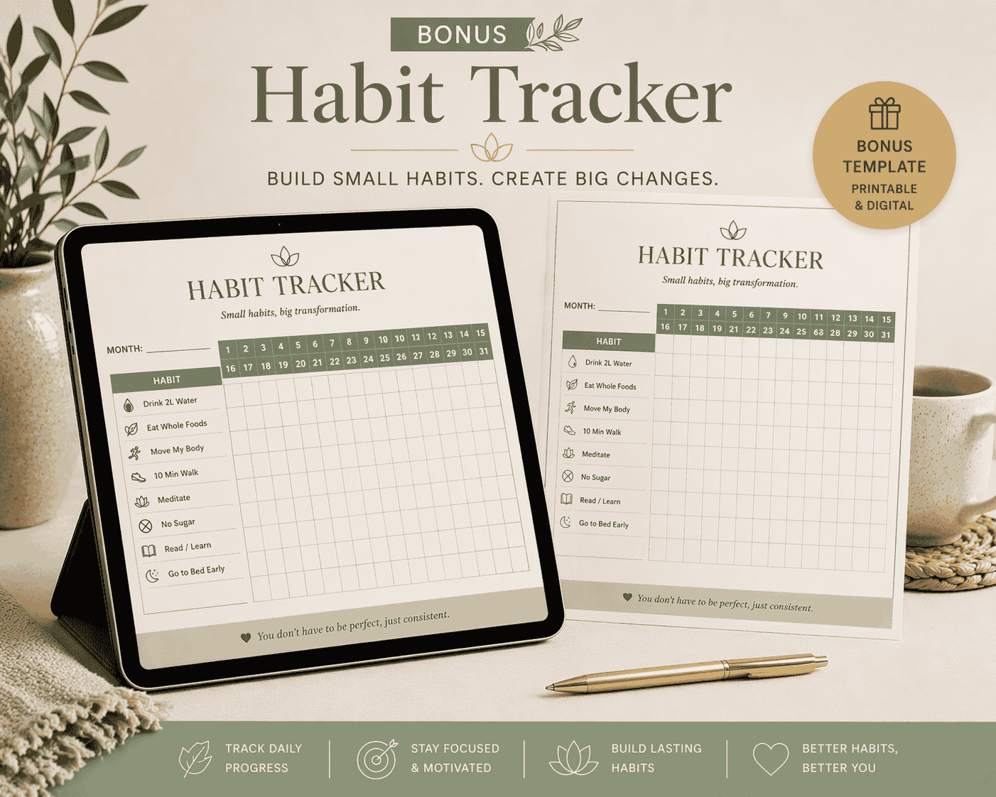 Daily Habit Tracker Mockup